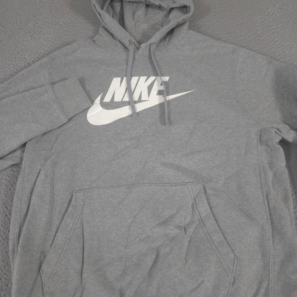 Nike Hoodie Mens Large Tall Gray Sportswear Club Fleece Graphic Logo Pullover